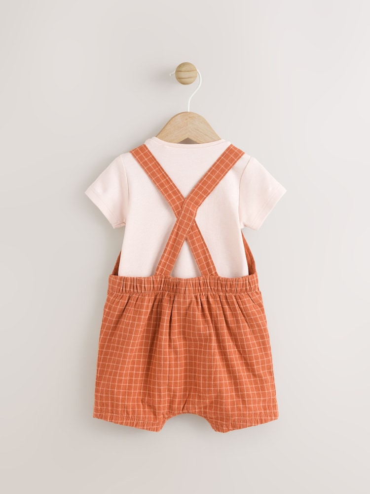 Rust Brown Baby Woven Dungaree and Bodysuit Set (0mths-2yrs) - Image 3 of 8
