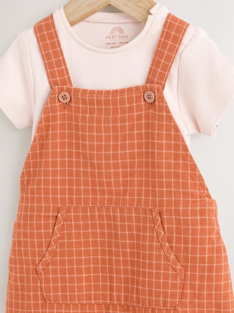 Rust Brown Baby Woven Dungaree and Bodysuit Set (0mths-2yrs) - Image 4 of 8