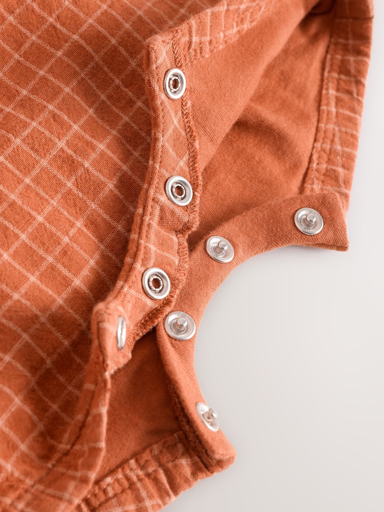 Rust Brown Baby Woven Dungaree and Bodysuit Set (0mths-2yrs) - Image 8 of 8