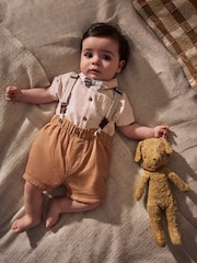 Apricot Orange Shirt Body, Shorts and Braces Baby 4 Piece Set (0mths-2yrs) - Image 2 of 11