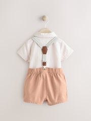 Apricot Orange Shirt Body, Shorts and Braces Baby 4 Piece Set (0mths-2yrs) - Image 5 of 11
