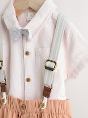 Apricot Orange Shirt Body, Shorts and Braces Baby 4 Piece Set (0mths-2yrs) - Image 7 of 11