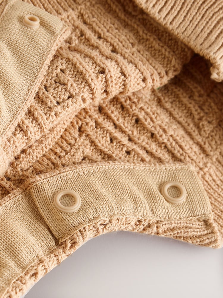 Neutral Crochet 100% Cotton Knitted Baby Romper (0mths-2yrs) - Image 6 of 6 Neutral Crochet 100% Cotton Knitted Baby Romper (0mths-2yrs) - Image 6 of 6