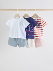 Blue/Red Boat Baby Tops and Shorts Set 6 Piece - Image 1 of 15
