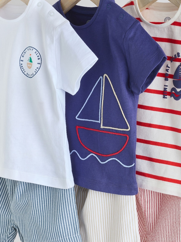 Blue/Red Boat Baby Tops and Shorts Set 6 Piece - Image 11 of 15