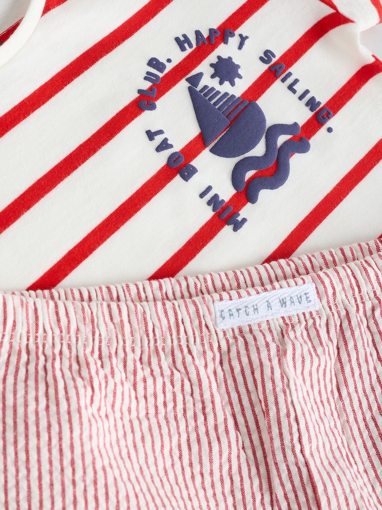 Blue/Red Boat Baby Tops and Shorts Set 6 Piece - Image 13 of 15