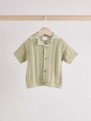 Sage Green Knitted Top and Short Baby Set (0mths-2yrs) - Image 2 of 10