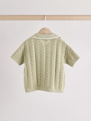 Sage Green Knitted Top and Short Baby Set (0mths-2yrs) - Image 5 of 10