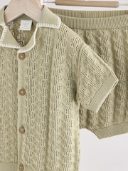 Sage Green Knitted Top and Short Baby Set (0mths-2yrs) - Image 7 of 10