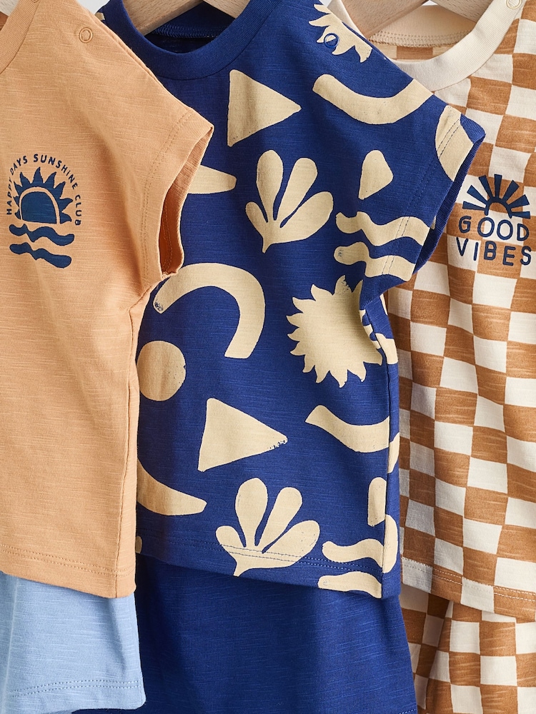 Navy Checkerboard Baby Tops and Shorts Set 6 Piece - Image 11 of 14