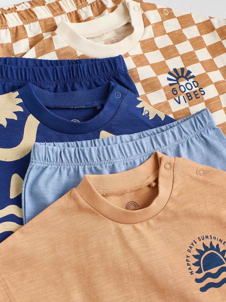 Navy Checkerboard Baby Tops and Shorts Set 6 Piece - Image 12 of 14