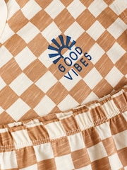 Navy/Rust Checkerboard Baby Tops and Shorts Set 6 Piece - Image 13 of 14