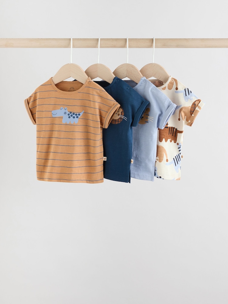 Blau/Neutral - Baby Kurzärmelige T-Shirts im 4er-Pack - Bild 1 von 12
