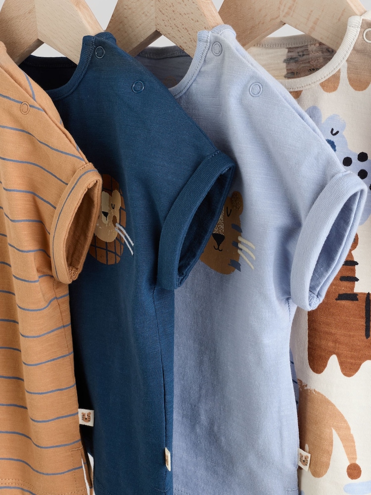 Blue/Neutral Baby Short Sleeve T-Shirts 4 Pack - Image 8 of 12
