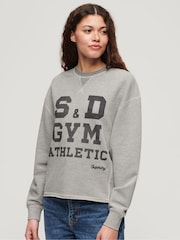 Superdry Grey Athletic Essentials Loose Crop Crew Sweatshirt - Image 1 of 3