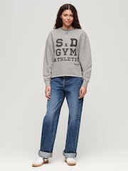 Superdry Grey Athletic Essentials Loose Crop Crew Sweatshirt - Image 3 of 3