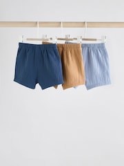 Blue/Brown Jersey 100% Cotton Baby Shorts 3 Pack - Image 2 of 11
