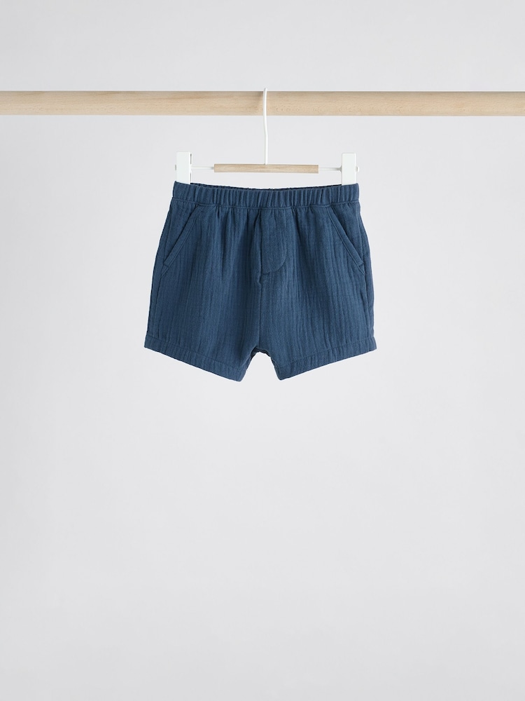 Blue/Brown Jersey 100% Cotton Baby Shorts 3 Pack - Image 3 of 11