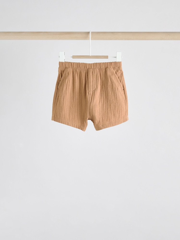 Blue/Brown Jersey 100% Cotton Baby Shorts 3 Pack - Image 5 of 11