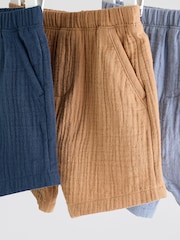 Blue/Brown Jersey 100% Cotton Baby Shorts 3 Pack - Image 7 of 11