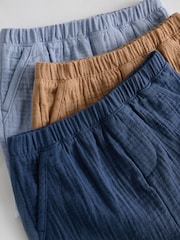 Blue/Brown Jersey 100% Cotton Baby Shorts 3 Pack - Image 8 of 11