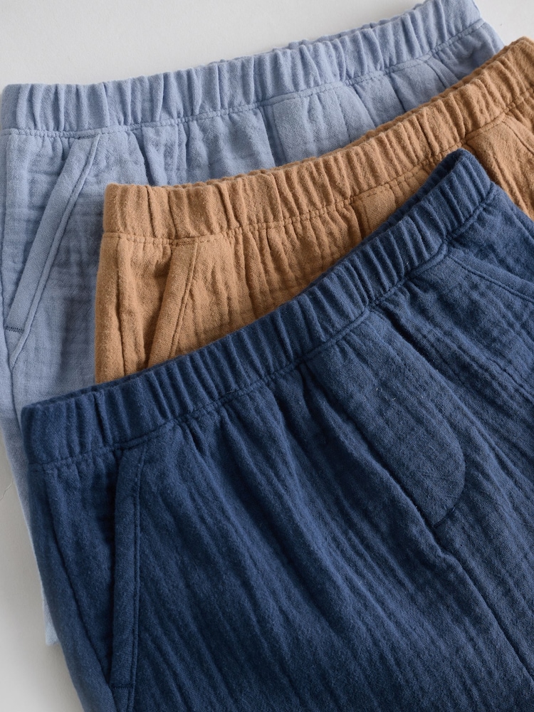 Blue/Brown Jersey 100% Cotton Baby Shorts 3 Pack - Image 8 of 11
