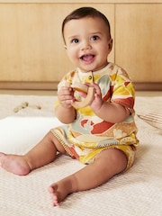 Rust Sun Print Baby Top and Shorts Set - Image 1 of 4