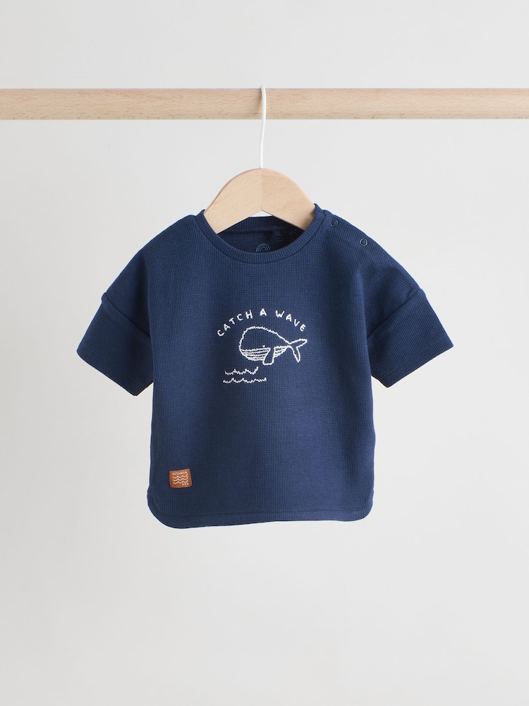 Bleu marine motif baleine - Ensemble 2 pièces haut et pantalon bébé - Image 3 of 11