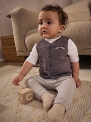 Charcoal Grey Baby Gilet and Joggers 3 Piece Set - Image 1 of 3