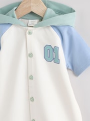 Blue/Neutral Baby Sweat Romper - Image 3 of 7