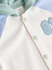 Blue/Neutral Baby Sweat Romper - Image 4 of 7