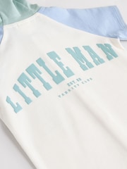 Blue/Neutral Baby Sweat Romper - Image 5 of 7