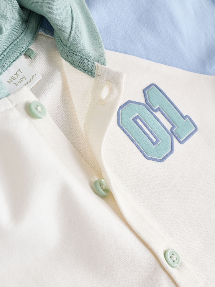 Blue/Neutral Baby Sweat Romper - Image 6 of 7