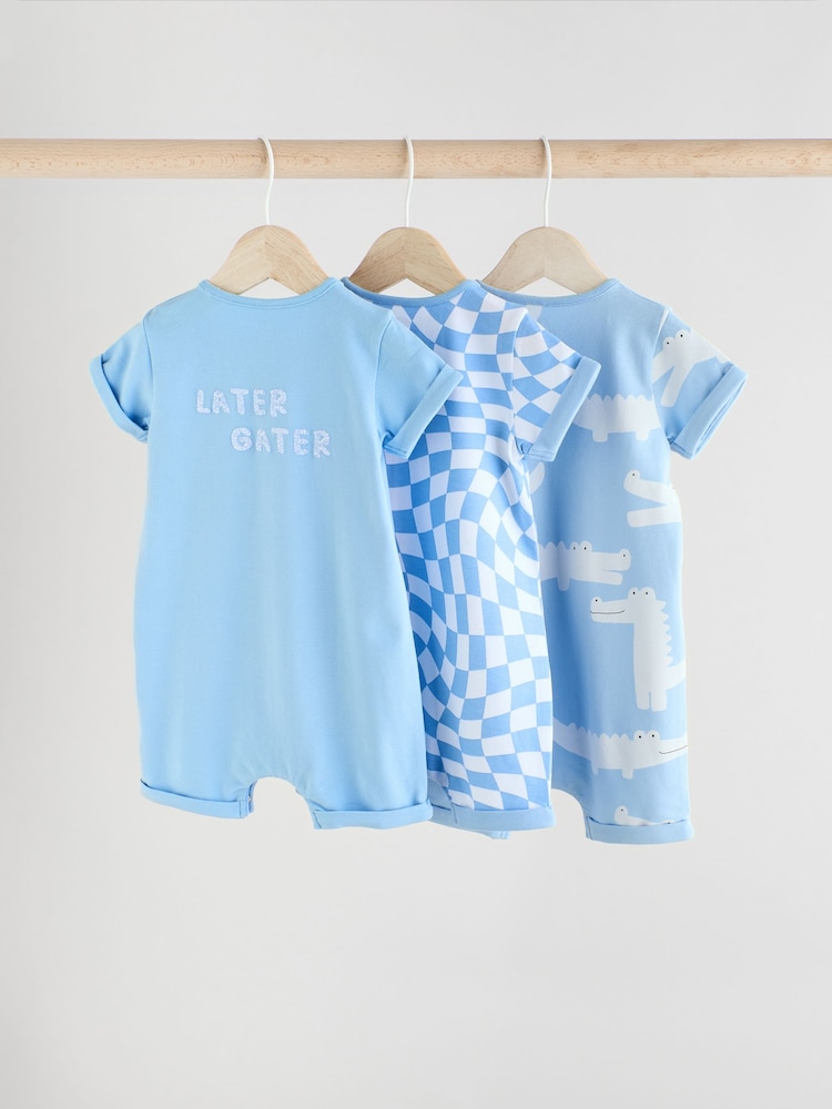 Blue/White Baby Rompers 3 Pack - Image 2 of 11