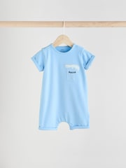 Blue/White Baby Rompers 3 Pack - Image 3 of 11
