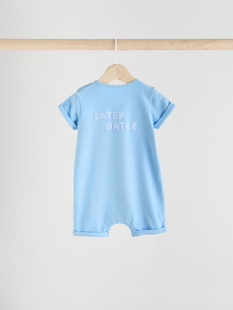 Blue/White Baby Rompers 3 Pack - Image 4 of 11