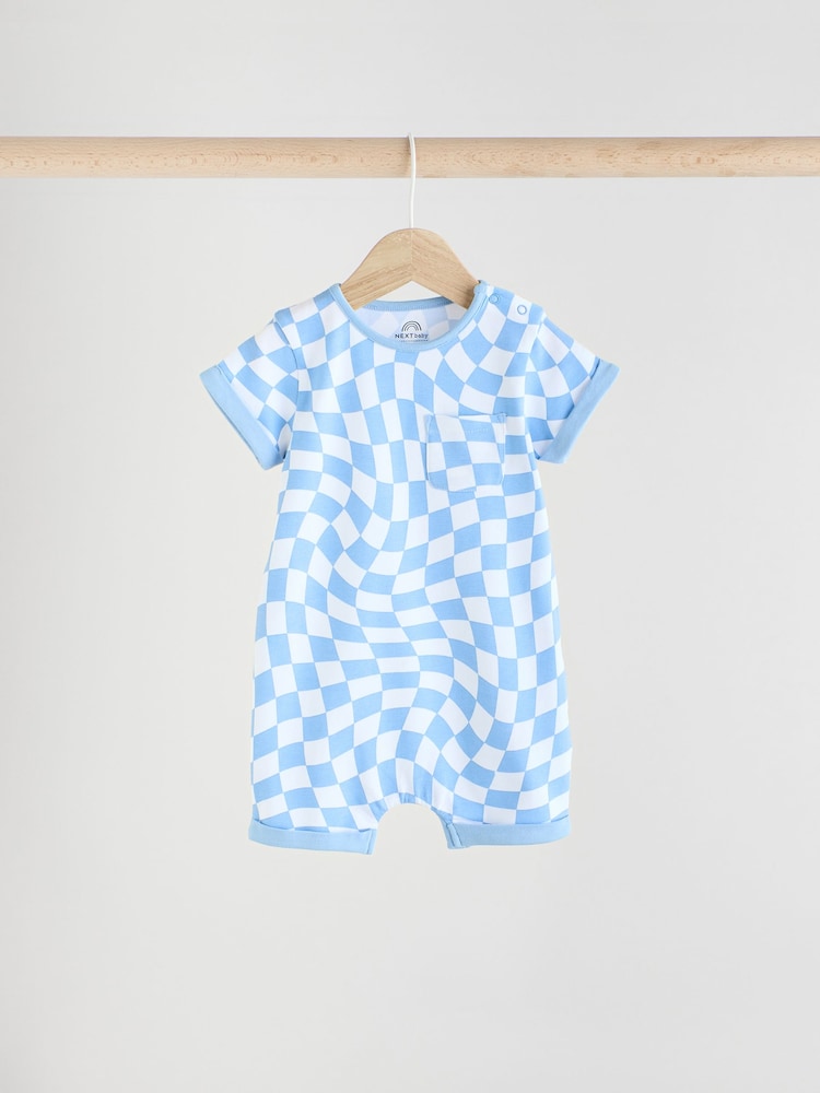 Blue/White Baby Rompers 3 Pack - Image 5 of 11