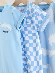 Blue/White Baby Rompers 3 Pack - Image 7 of 11