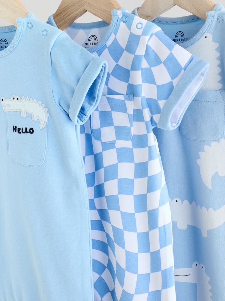 Blue/White Baby Rompers 3 Pack - Image 7 of 11