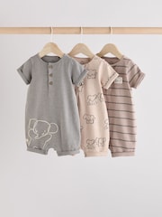Neutral Elephant Baby Rompers 3 Pack - Image 1 of 11