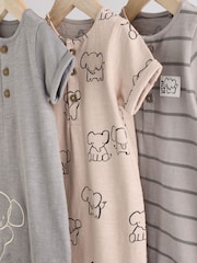 Neutral Elephant Baby Rompers 3 Pack - Image 7 of 11
