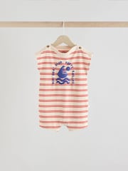 Blue/White Baby 100% Cotton Rompers 3 Pack - Image 3 of 11