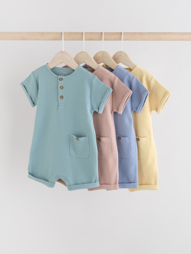 Minerals Plain Baby Jersey Rompers 4 Pack - Image 1 of 11