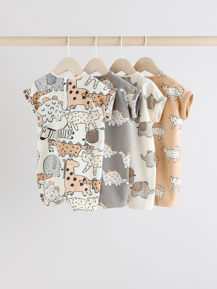 Black/White 100% Cotton Baby Rompers 4 Pack - Image 2 of 12
