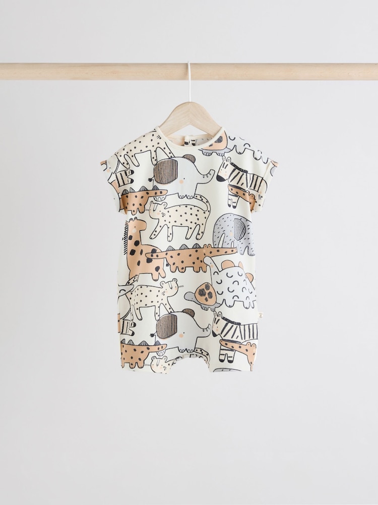 Black/White 100% Cotton Baby Rompers 4 Pack - Image 3 of 12