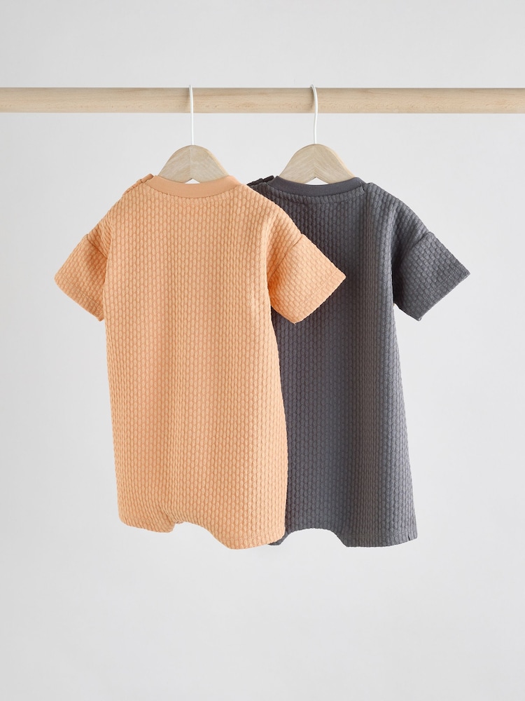 Orange/Grey Baby Rompers 2 Pack - Image 3 of 9