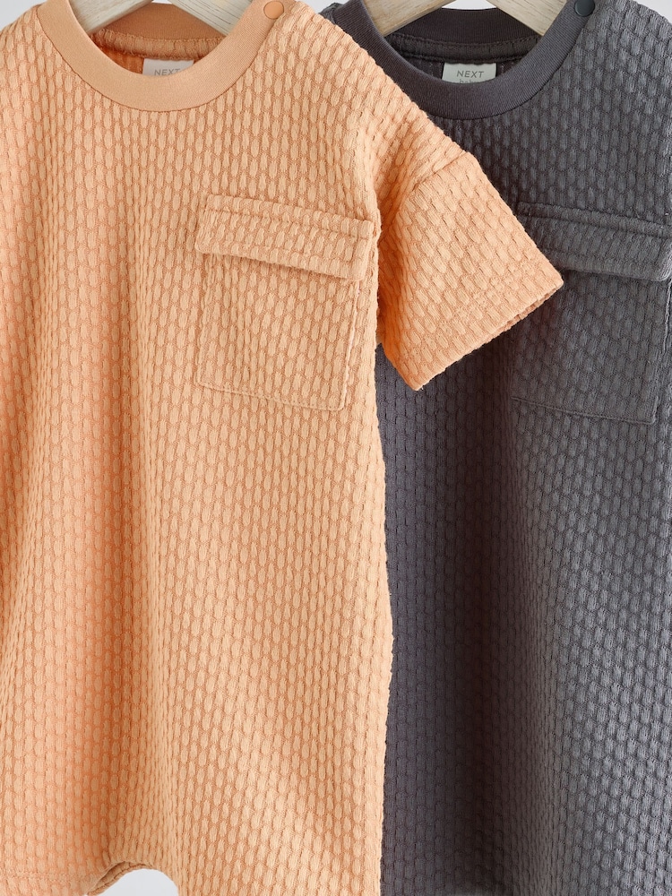 Orange/Grey Baby Rompers 2 Pack - Image 5 of 9