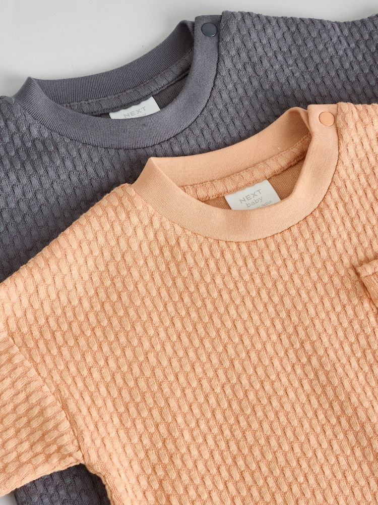 Orange/Grey Baby Rompers 2 Pack - Image 6 of 9