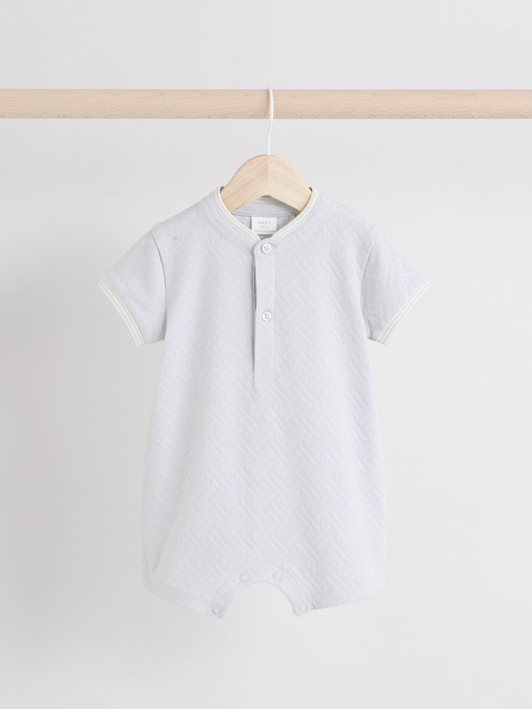 Navy/Grey Textured Baby Rompers 2 Pack - Image 3 of 9