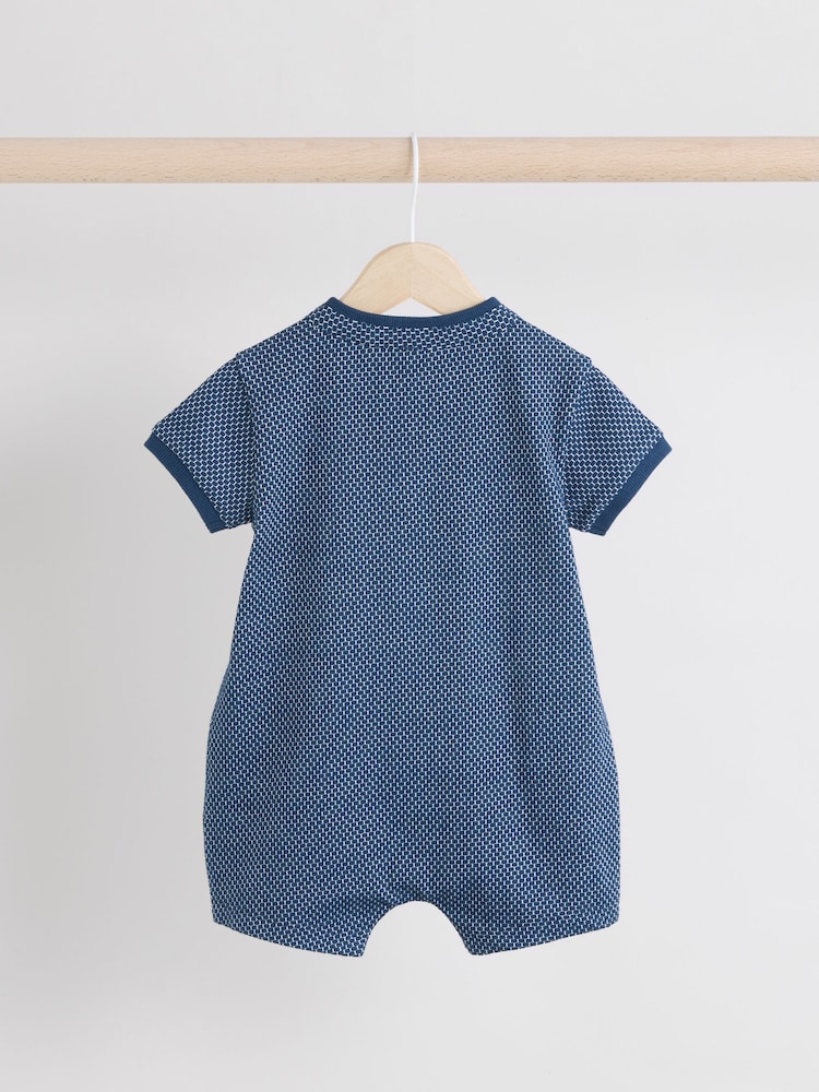 Navy/Grey Textured Baby Rompers 2 Pack - Image 5 of 9